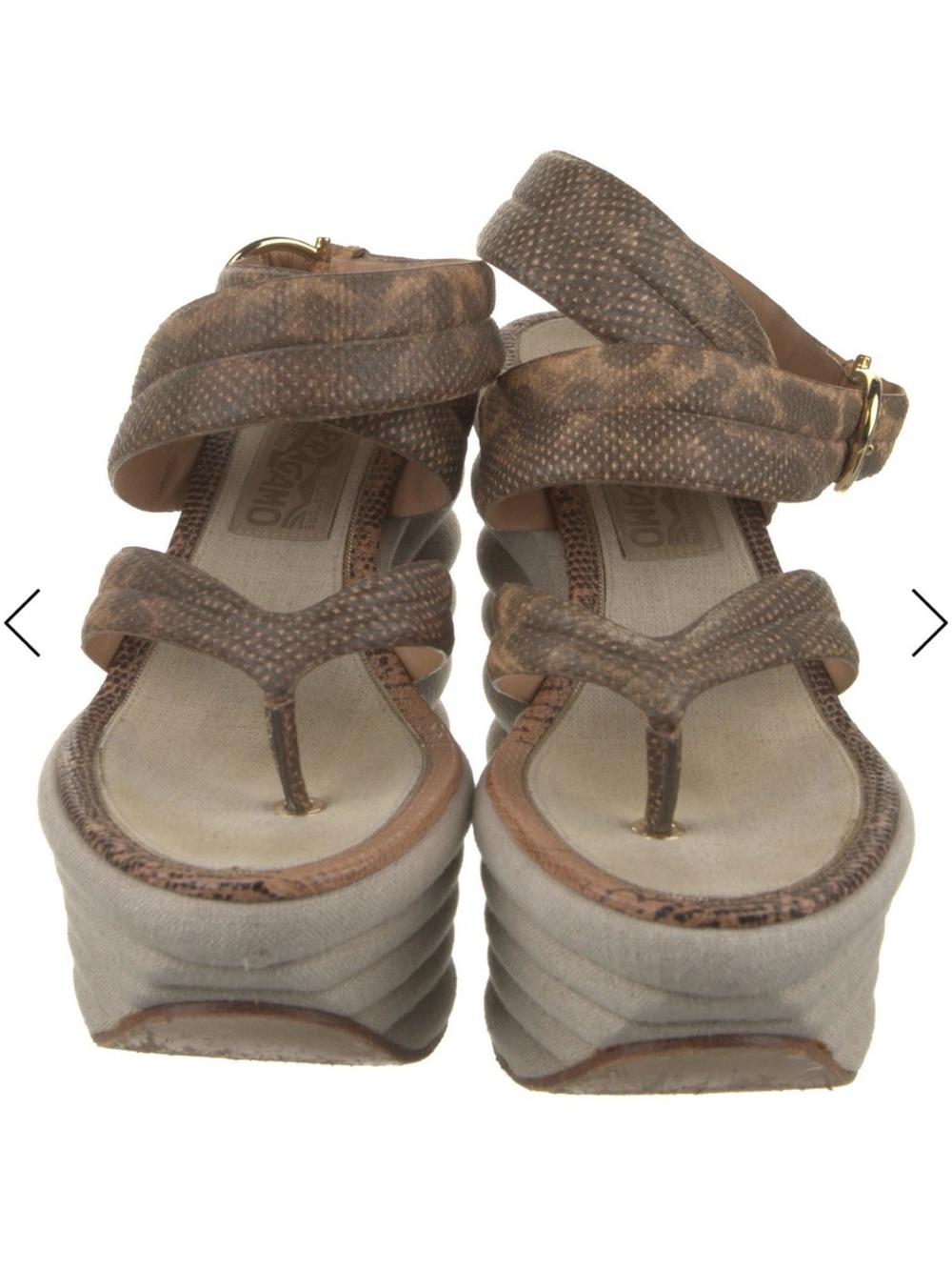 Ferragamo Rey Platform Ankle-Strap Sandal in Brown animal print - Picture 3 of 14